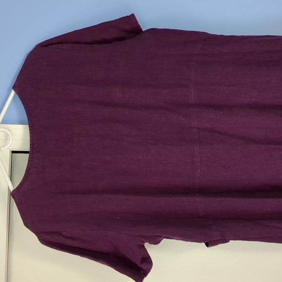 23" Pit-to-Pit MHM Melissa Harper 100% Linen Purple Dress HAS POCKETS - Picture 9 of 11